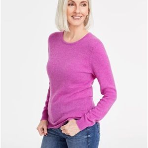 Women’s Cashmere Crew Neck Sweater in Pink Size XL